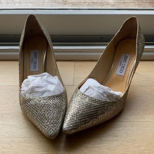 Jimmy choo evening shoes low heel silver and gold